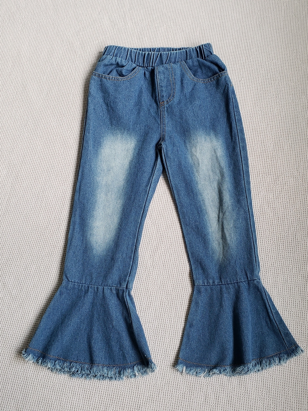 Blue Flared Hem Girls 6-7  Jeans Cotton blend